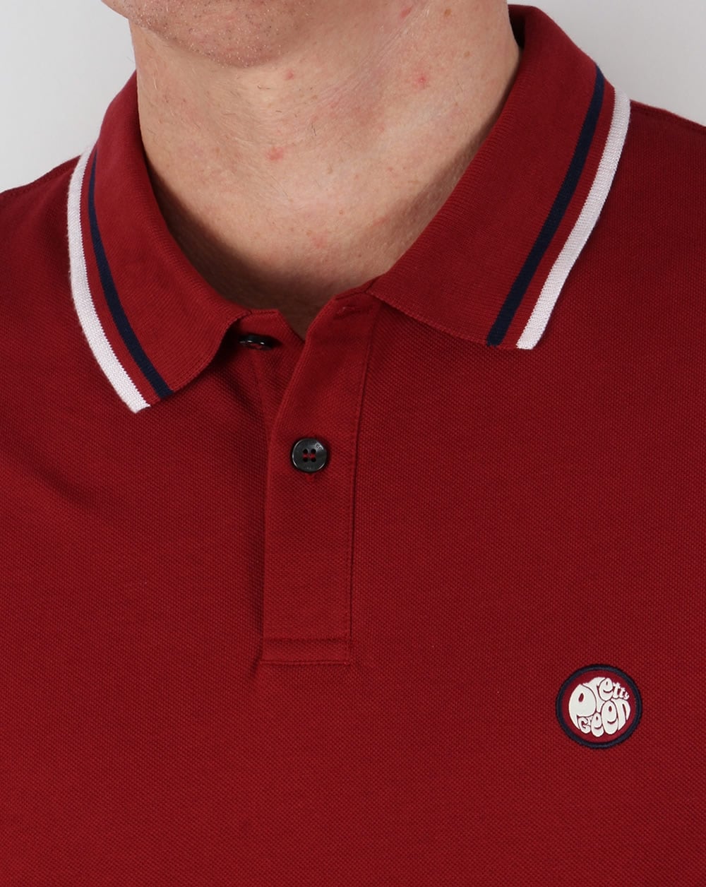 Pretty Green Tipped Polo Shirt Dark Red