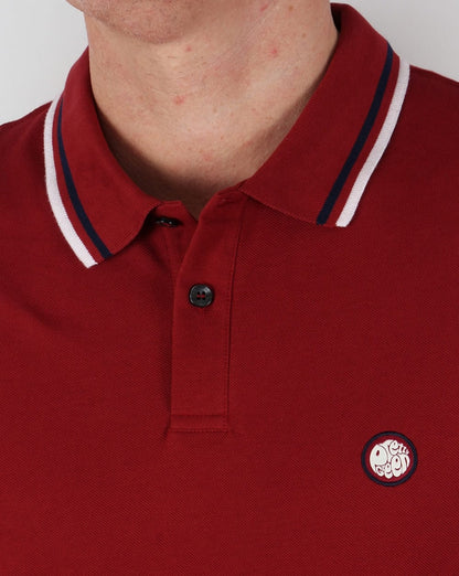Pretty Green Tipped Polo Shirt Dark Red