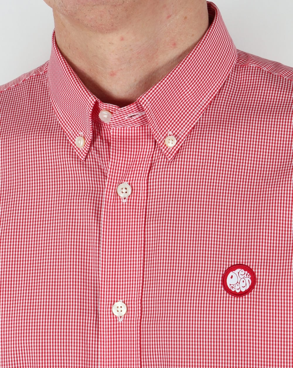 Pretty Green Glendale Short Sleeve Gingham Shirt Red