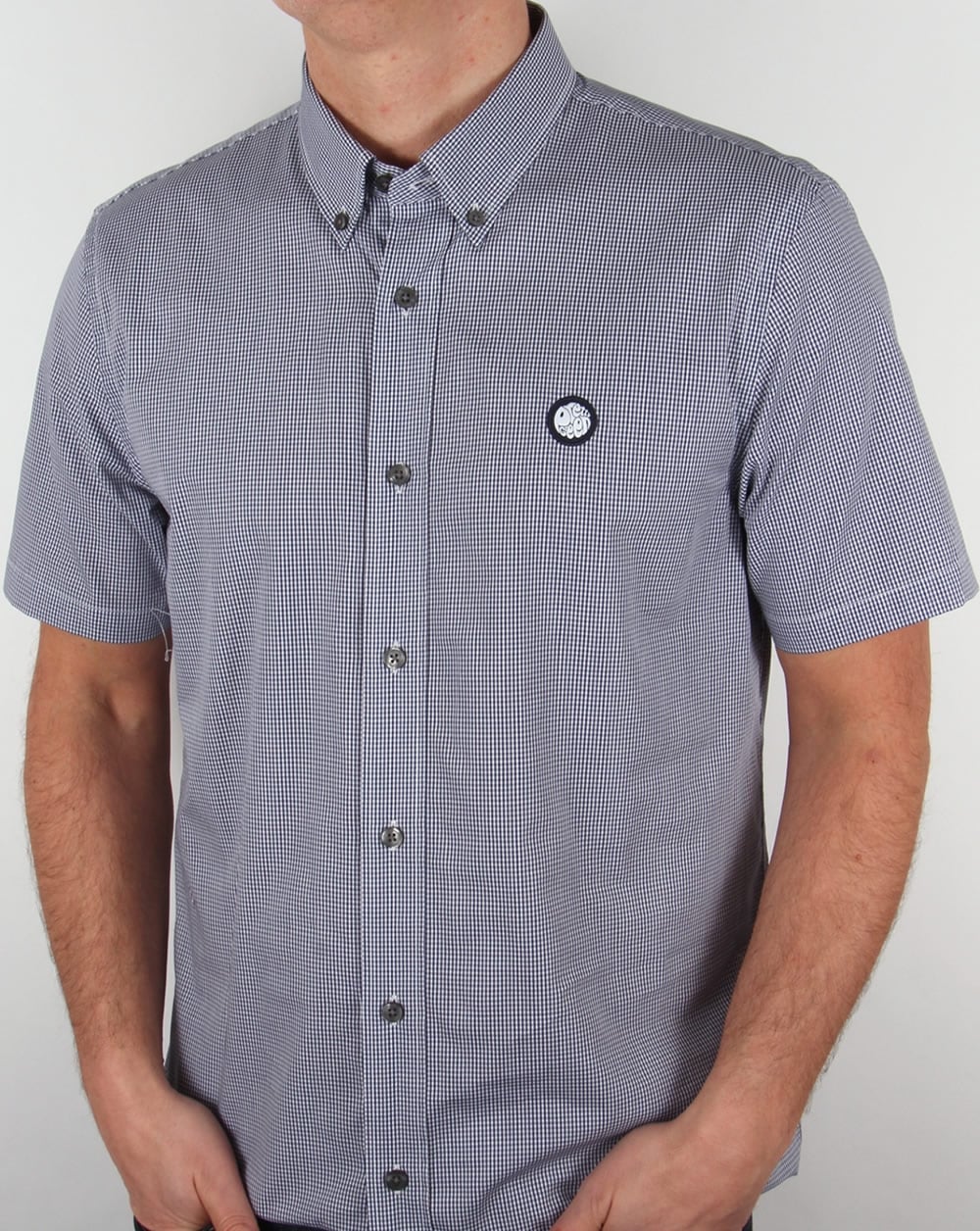 Pretty Green Glendale Short Sleeve Gingham Shirt Navy
