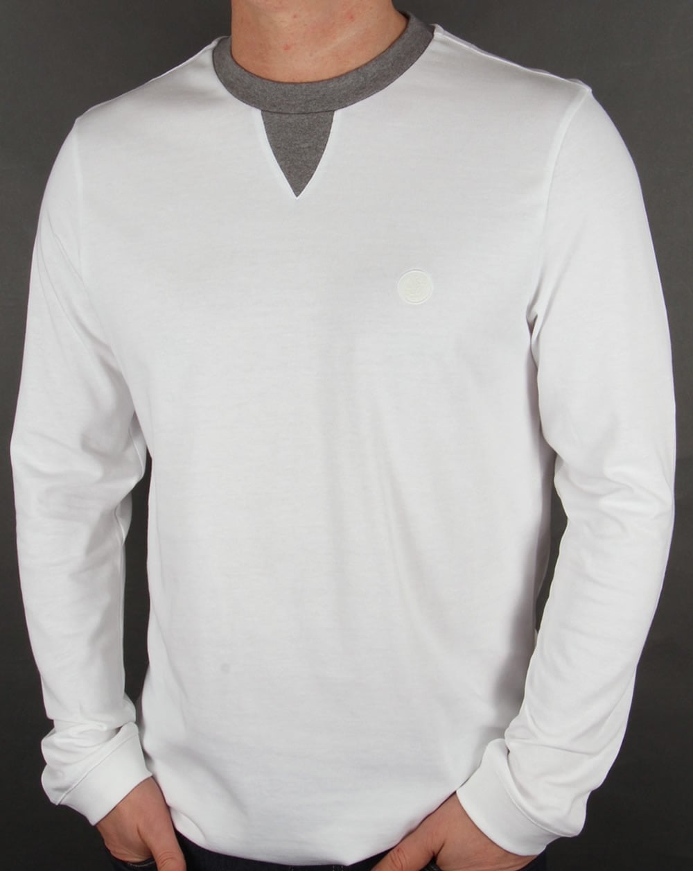 Pretty Green Duxbury Long Sleeve T Shirt White