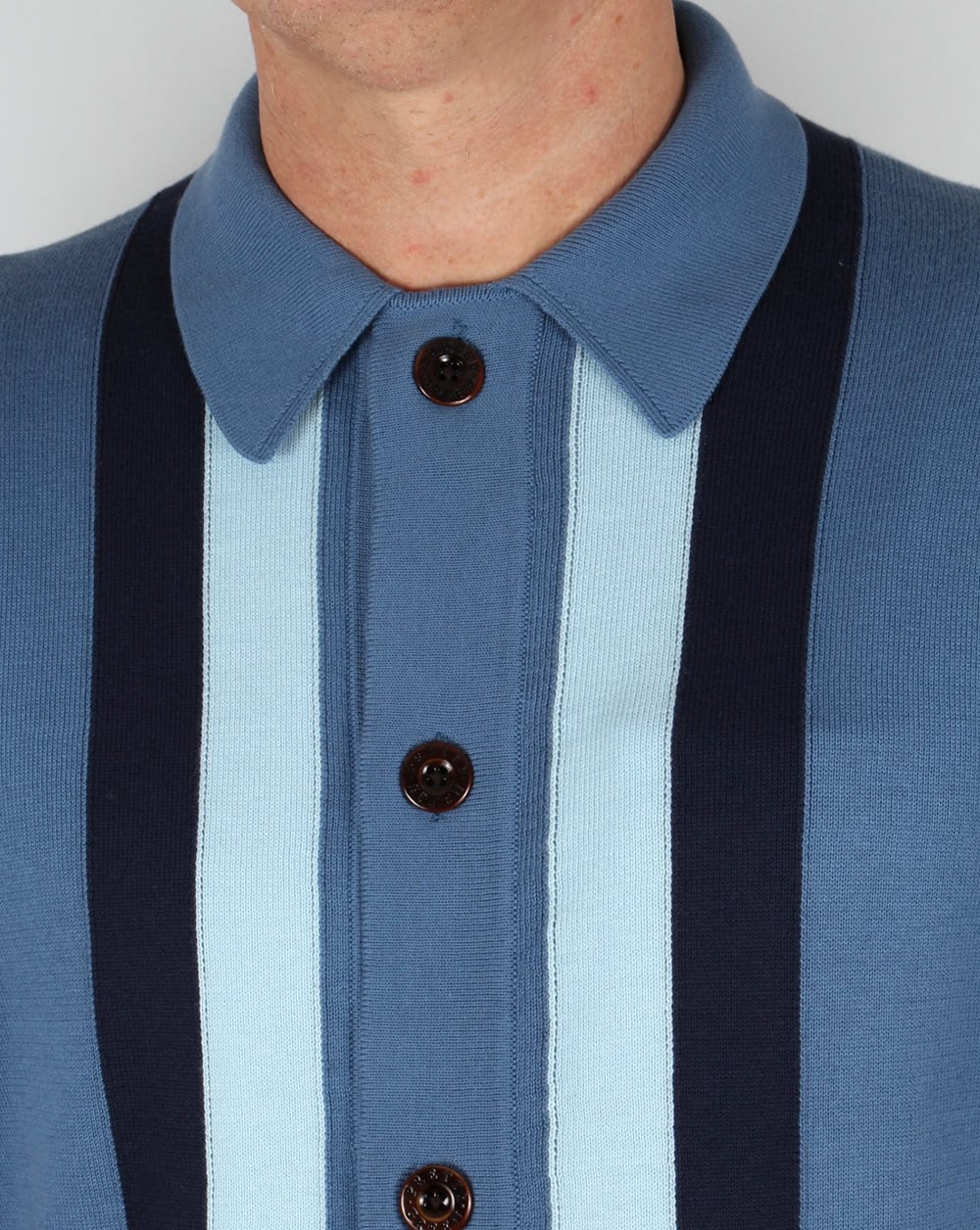 Pretty Green Parlington Button Knit Cardigan Mid Blue