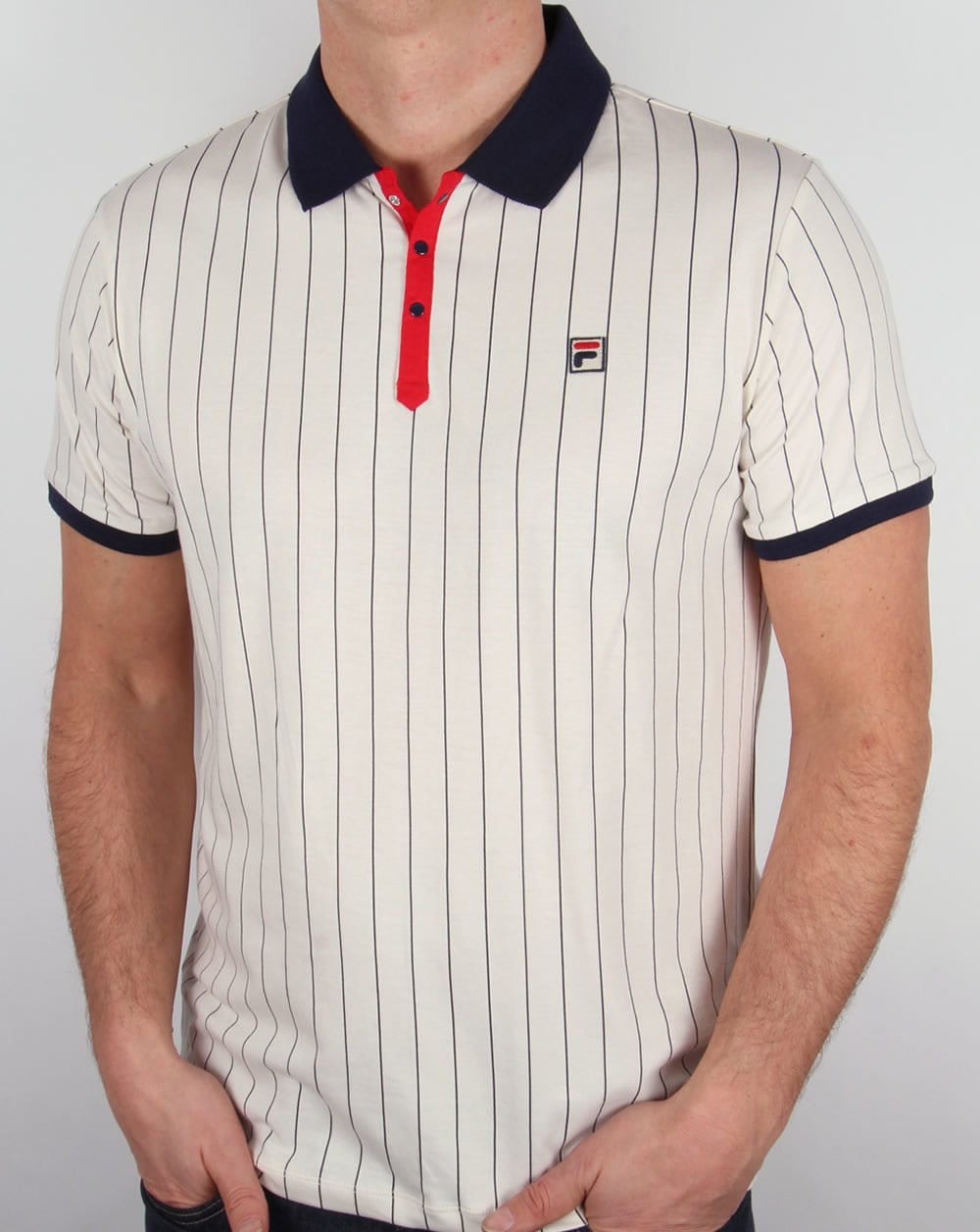 Fila Vintage Mk1 Settanta Polo Shirt Gardenia/Navy/Red