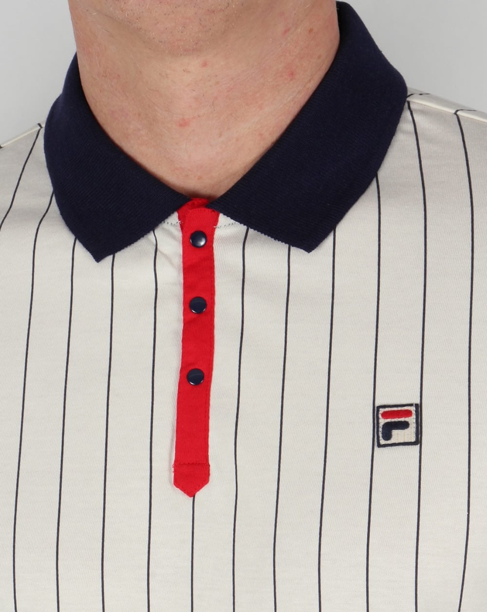 Fila Vintage Mk1 Settanta Polo Shirt Gardenia/Navy/Red