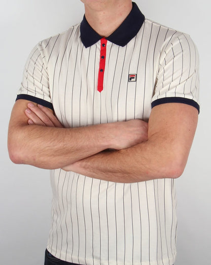 Fila Vintage Mk1 Settanta Polo Shirt Gardenia/Navy/Red
