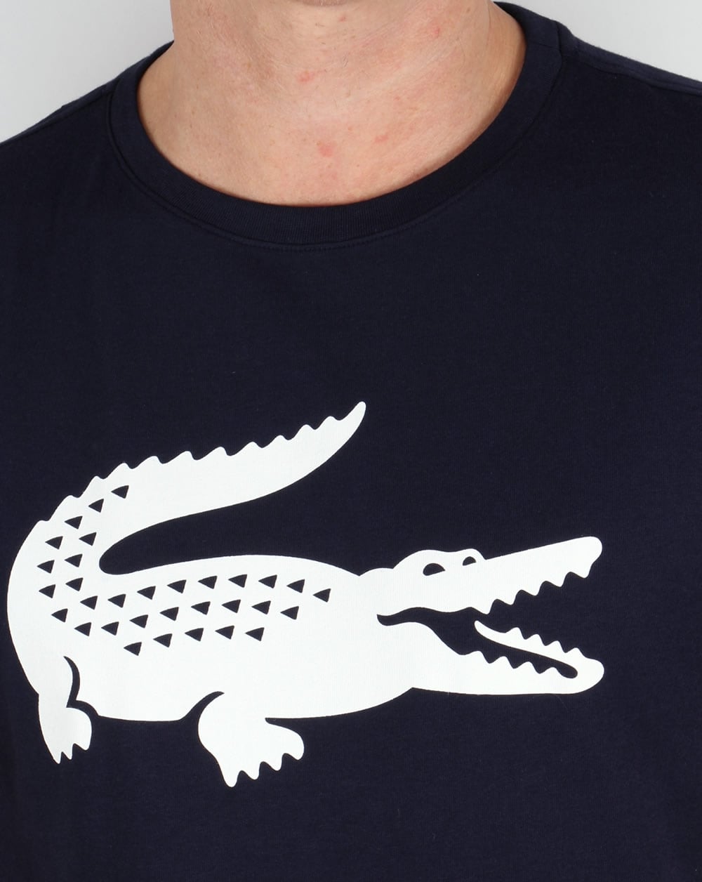Lacoste Croc Print T Shirt Navy/White
