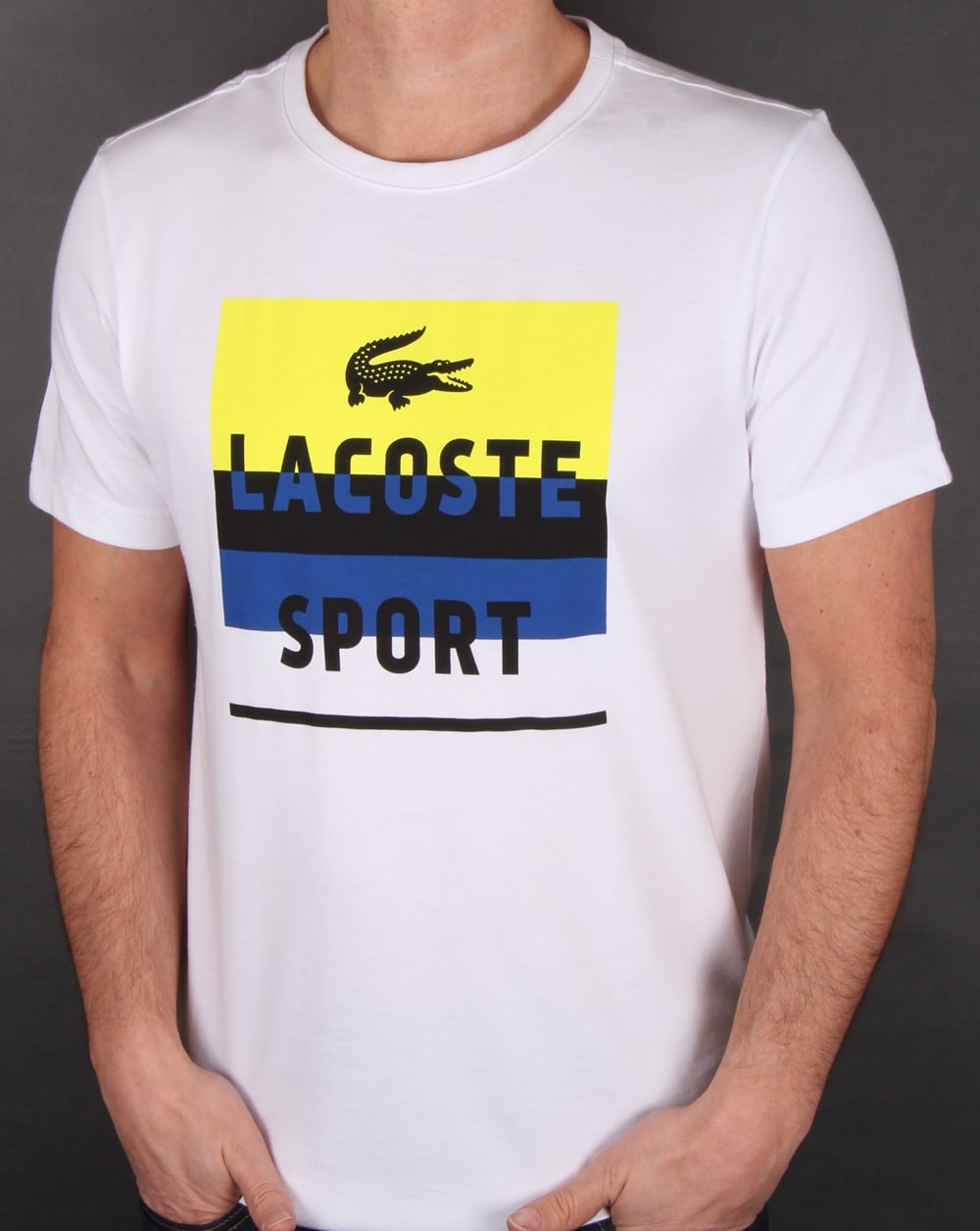 Lacoste Sport Print T Shirt White/lemon