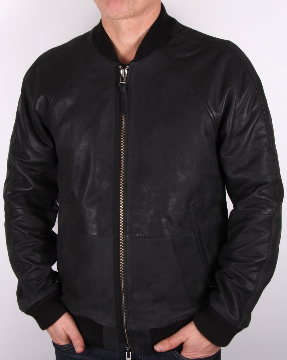 Pretty Green Albion Leather Jacket Black