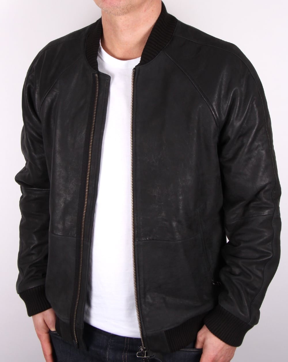 Pretty Green Albion Leather Jacket Black