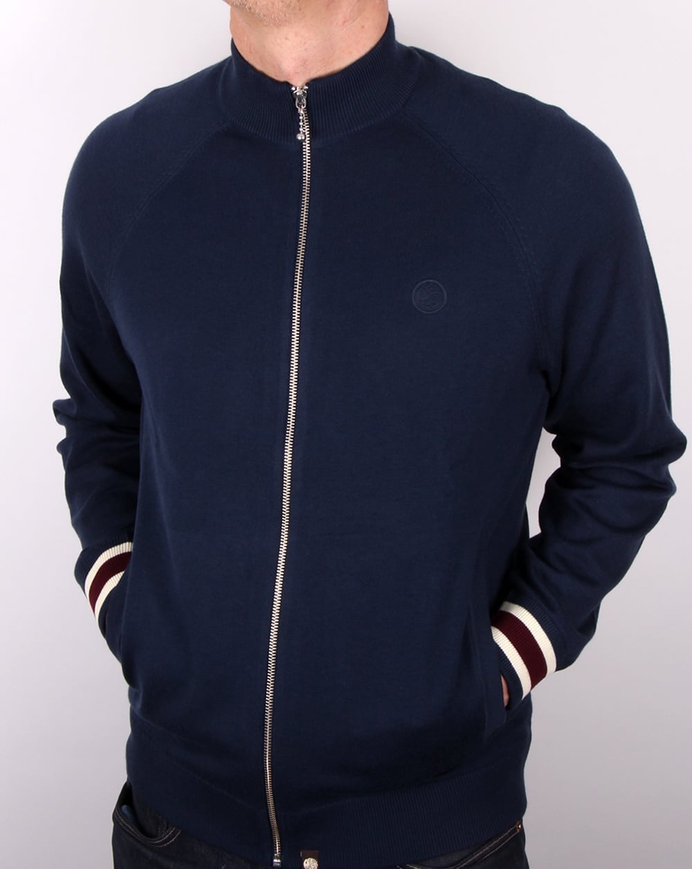 Pretty Green Mandeville Knitted Track Top Navy