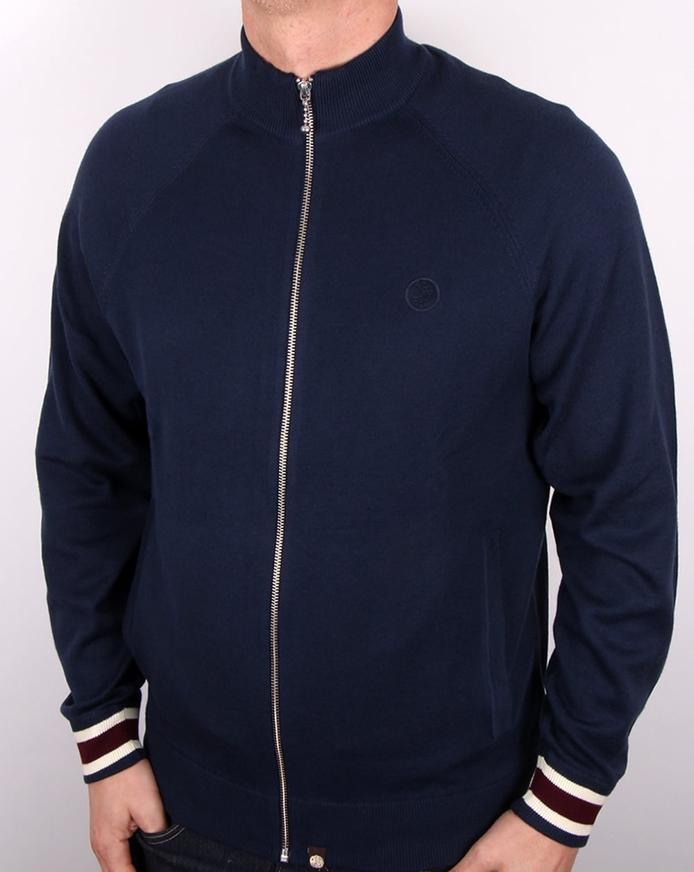 Pretty Green Mandeville Knitted Track Top Navy