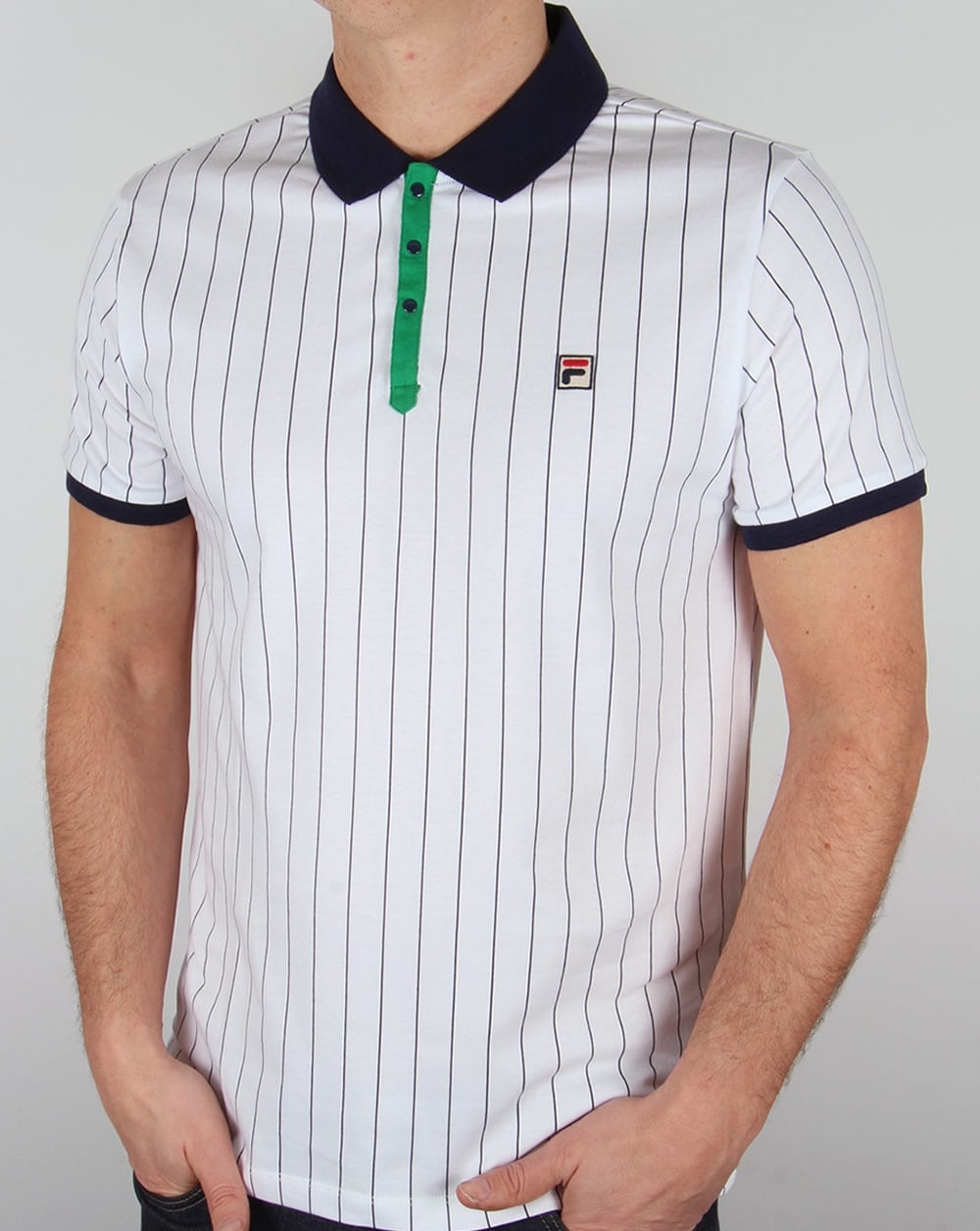 Fila Vintage Mk1 Settanta Polo Shirt White/Navy/Green