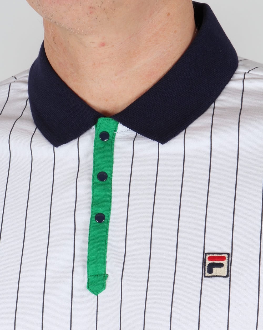 Fila Vintage Mk1 Settanta Polo Shirt White/Navy/Green