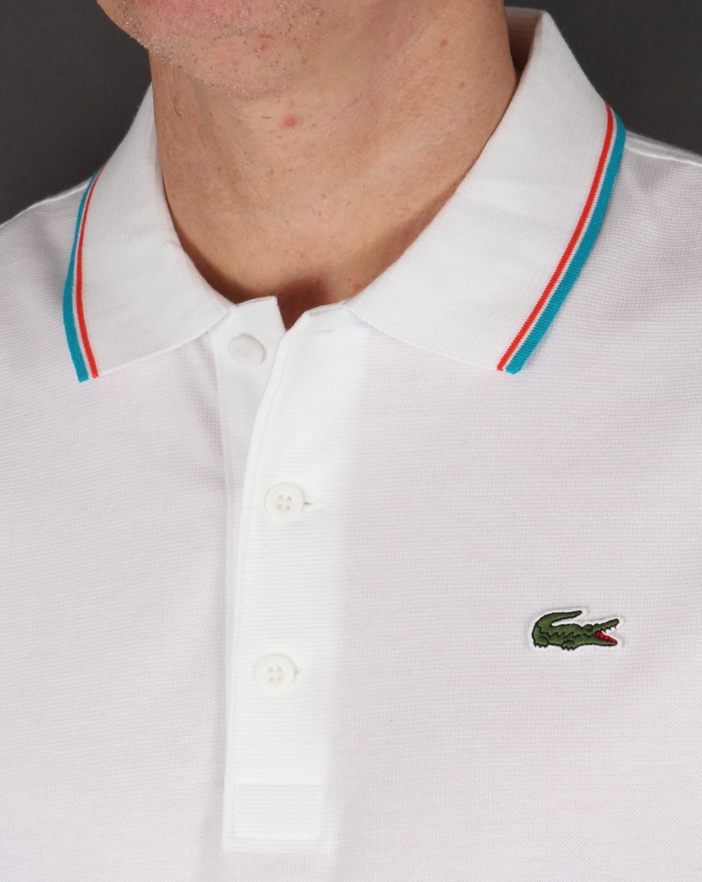 Lacoste Tipped Polo Shirt White/Ocean