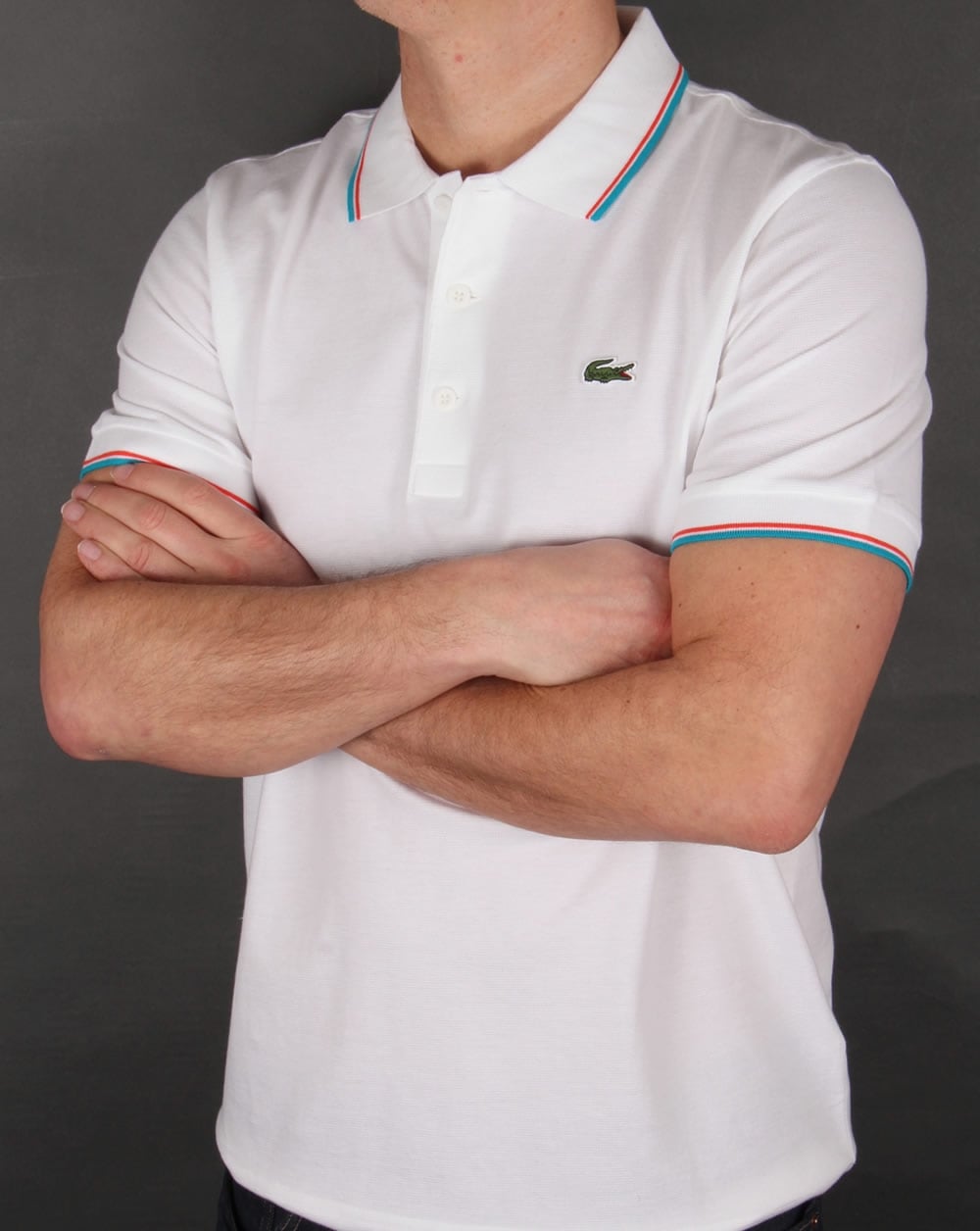 Lacoste Tipped Polo Shirt White/Ocean