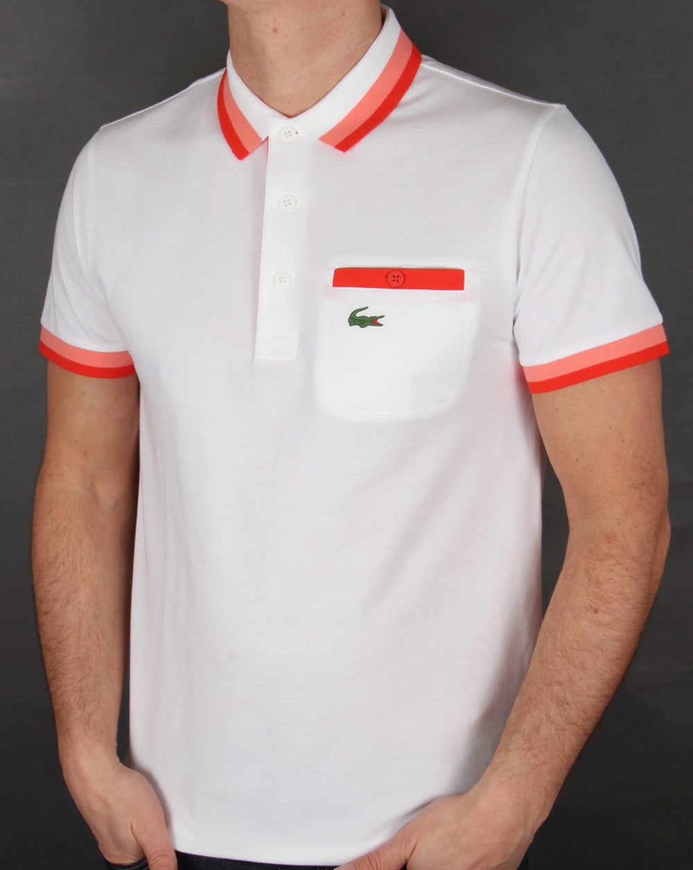 Lacoste Pocket Detail Polo Shirt White/Red