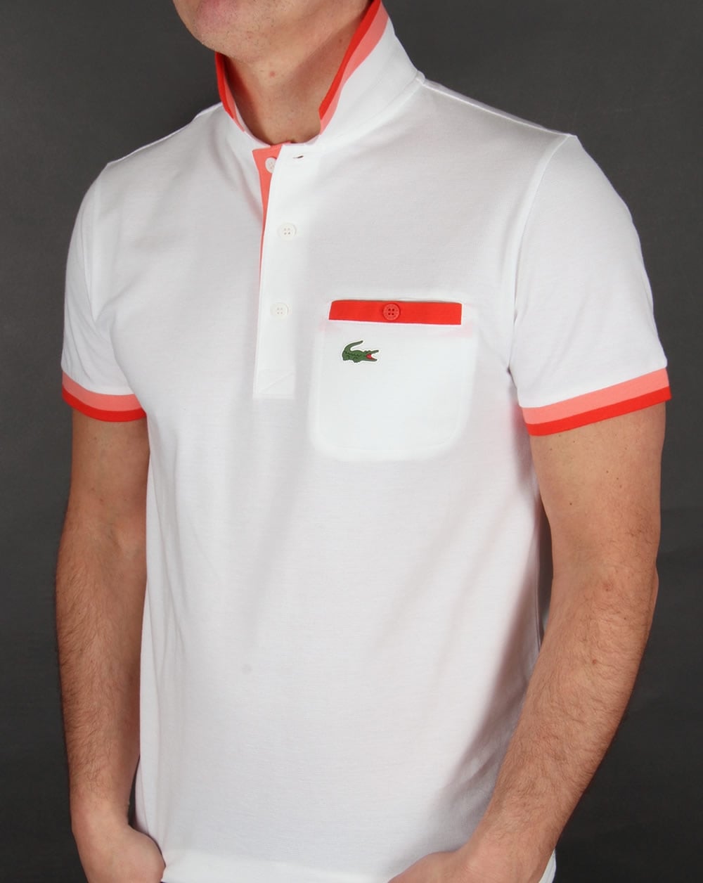 Lacoste Pocket Detail Polo Shirt White/Red