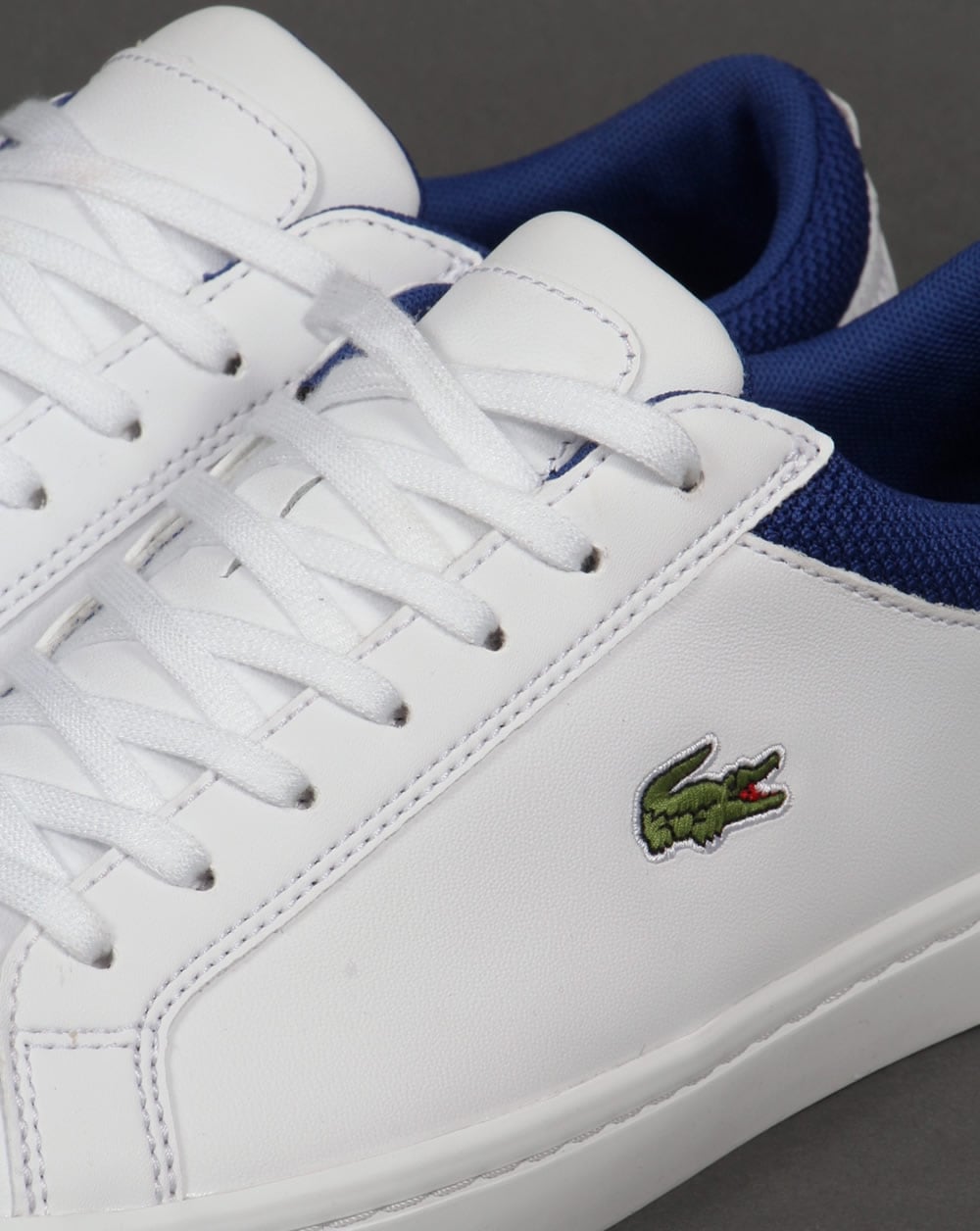 Lacoste Straightset Leather Trainers White/Blue