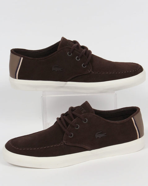 Lacoste Sevrin Suedette Boat Shoes Dark Brown