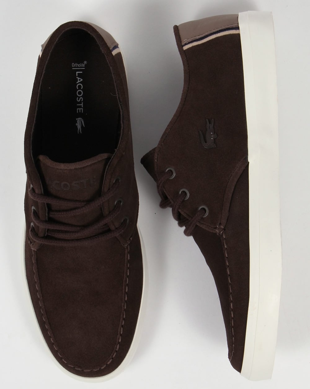 Lacoste Sevrin Suedette Boat Shoes Dark Brown