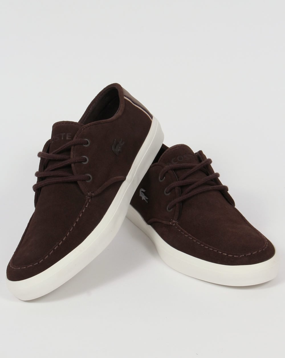 Lacoste Sevrin Suedette Boat Shoes Dark Brown