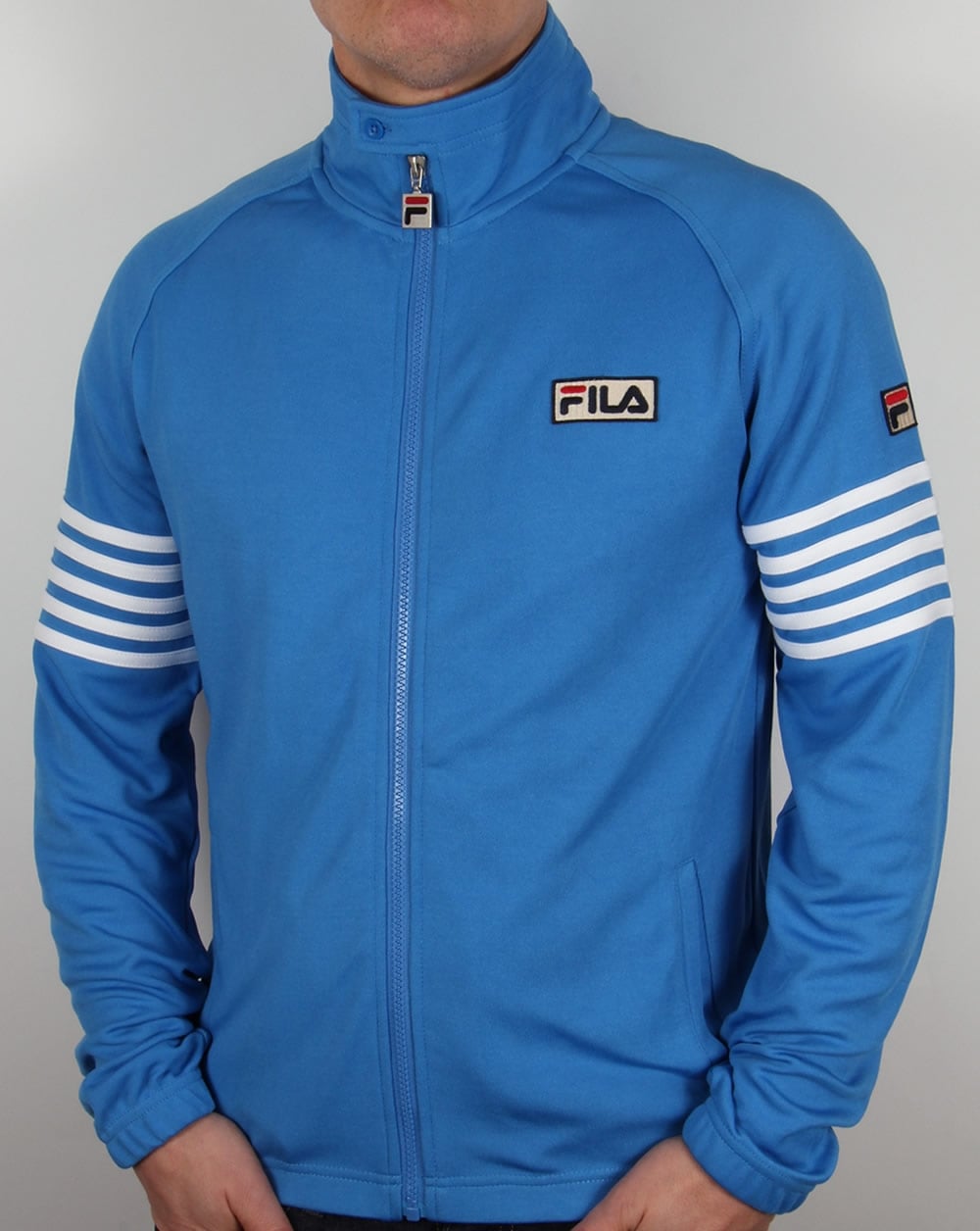 Fila Vintage 5 Stripe Track Top Ocean Blue/White
