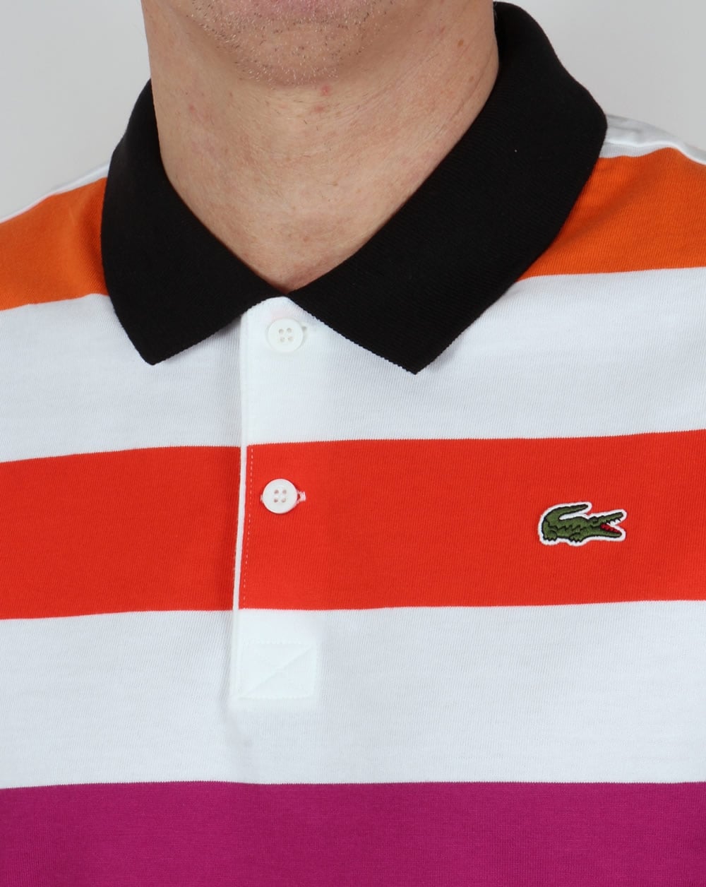 Lacoste Multi Stripe Polo Shirt White/mixed