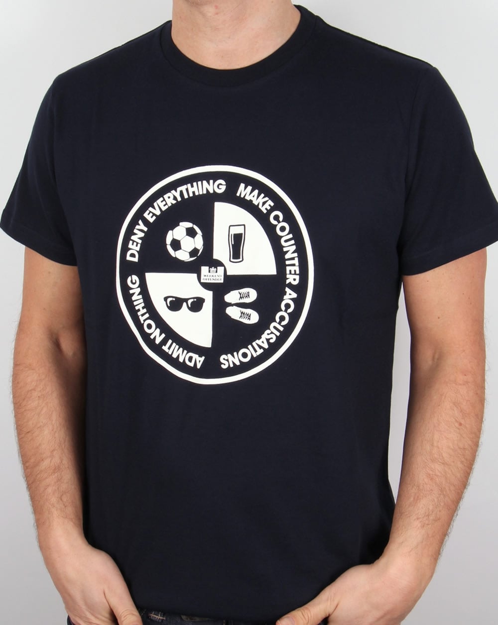 Weekend Offender Deny Everything T Shirt Navy