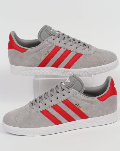 Adidas Gazelle Trainers Solid Grey/Red