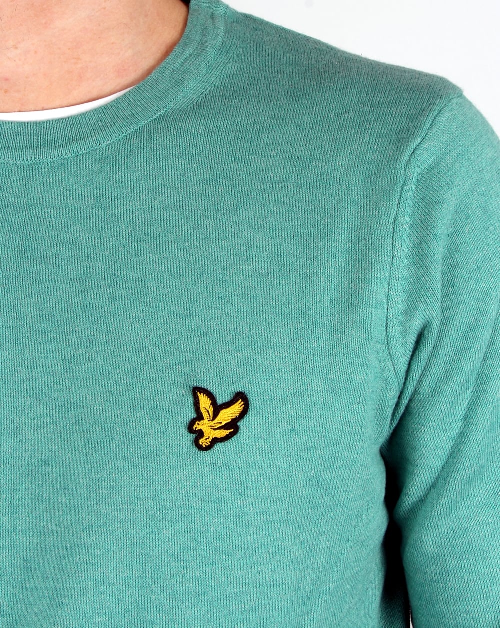 Lyle And Scott Crew Neck Cotton Merino Jumper Mid Green