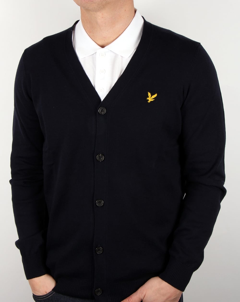 Lyle And Scott Cotton Merino Cardigan Navy