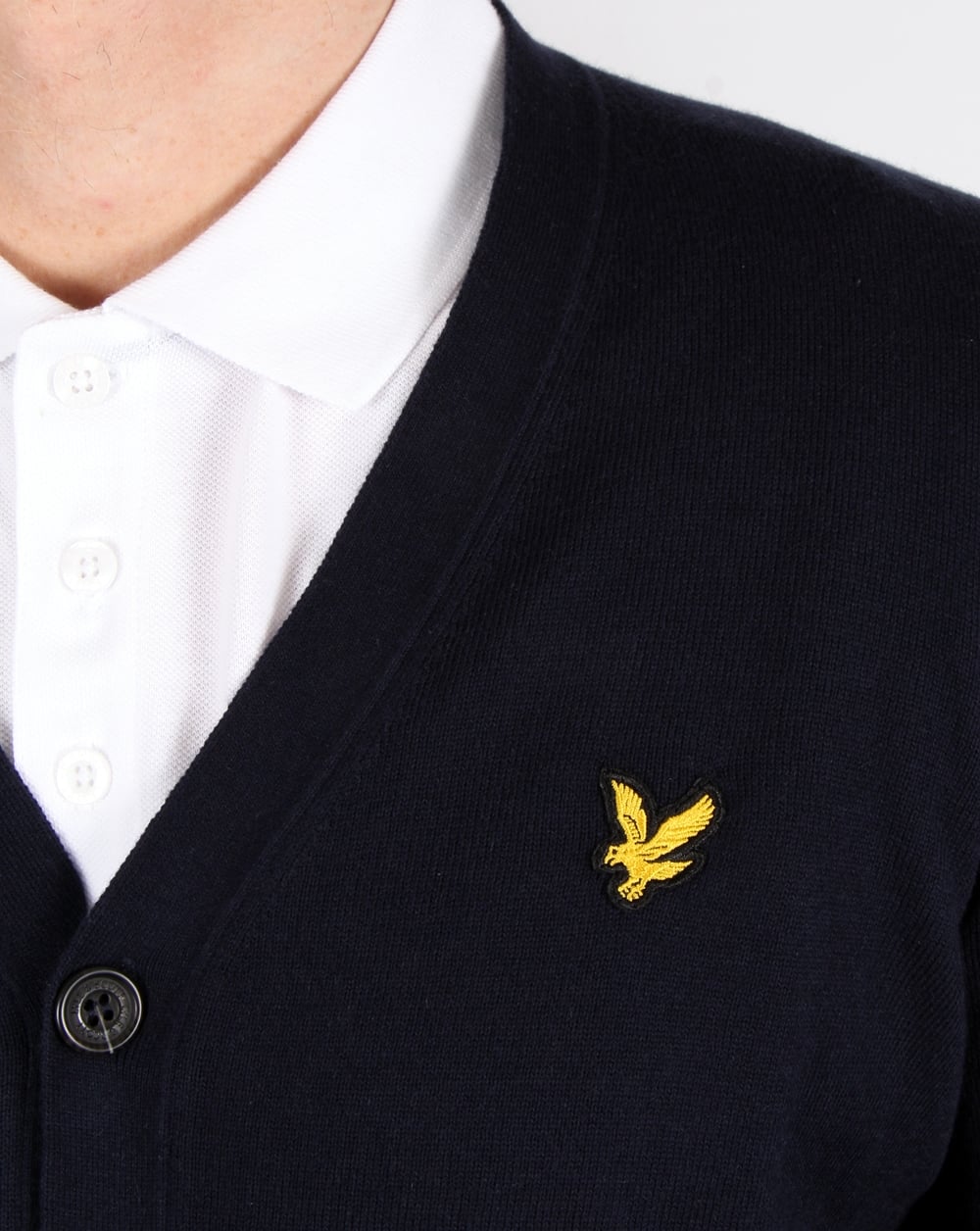 Lyle And Scott Cotton Merino Cardigan Navy