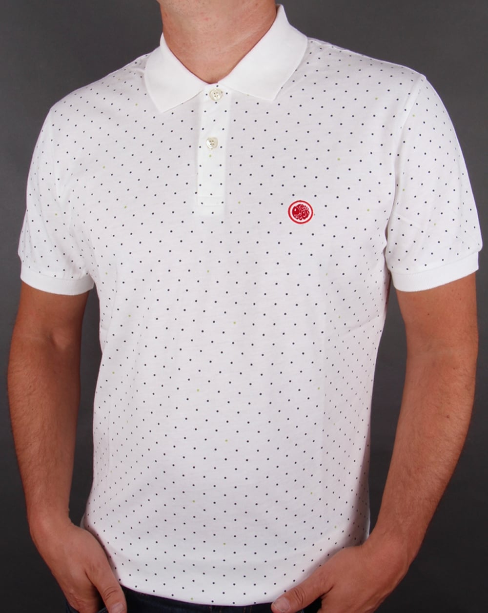 Pretty Green Polka Dot Polo Shirt White/Navy