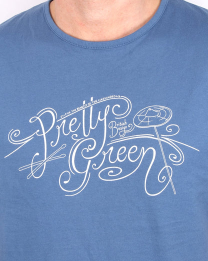 Pretty Green Cymbal T Shirt Mid Blue