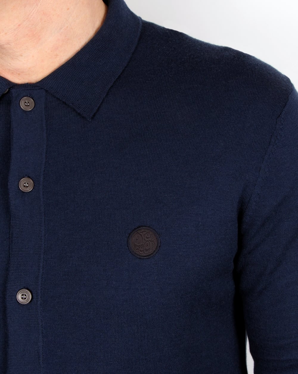 Pretty Green Mandeville Knitted Shirt Navy