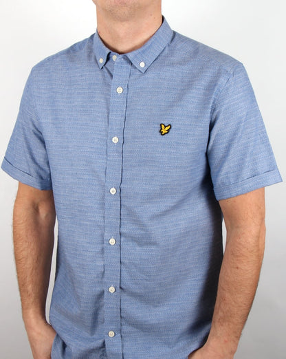 Lyle And Scott S/S Multi Coloured Running Stitch Shirt True Blue