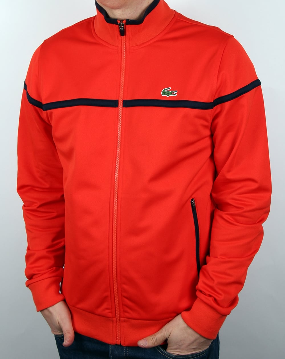 Lacoste Fine Stripe Track Top Etna Red/navy