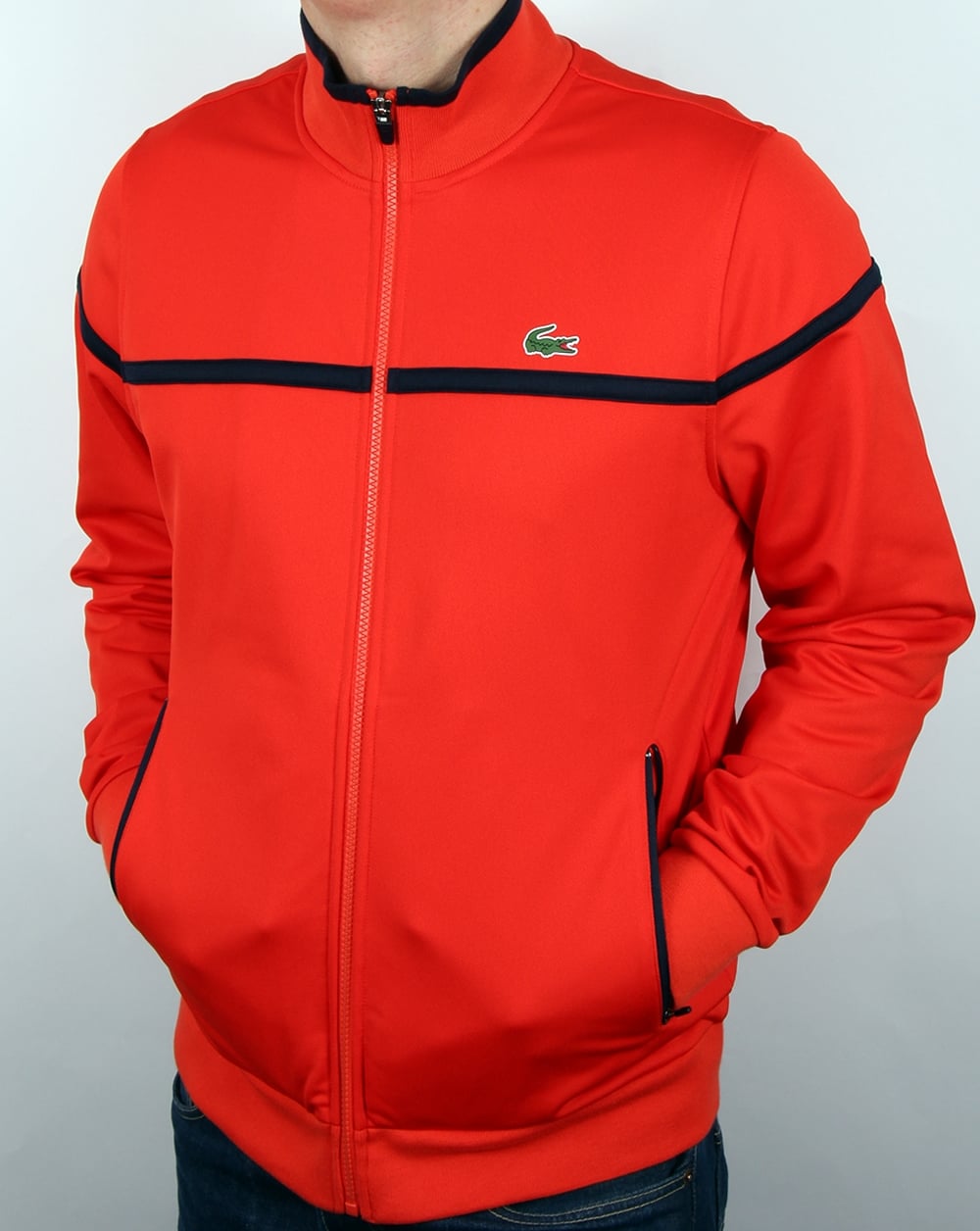 Lacoste Fine Stripe Track Top Etna Red/navy