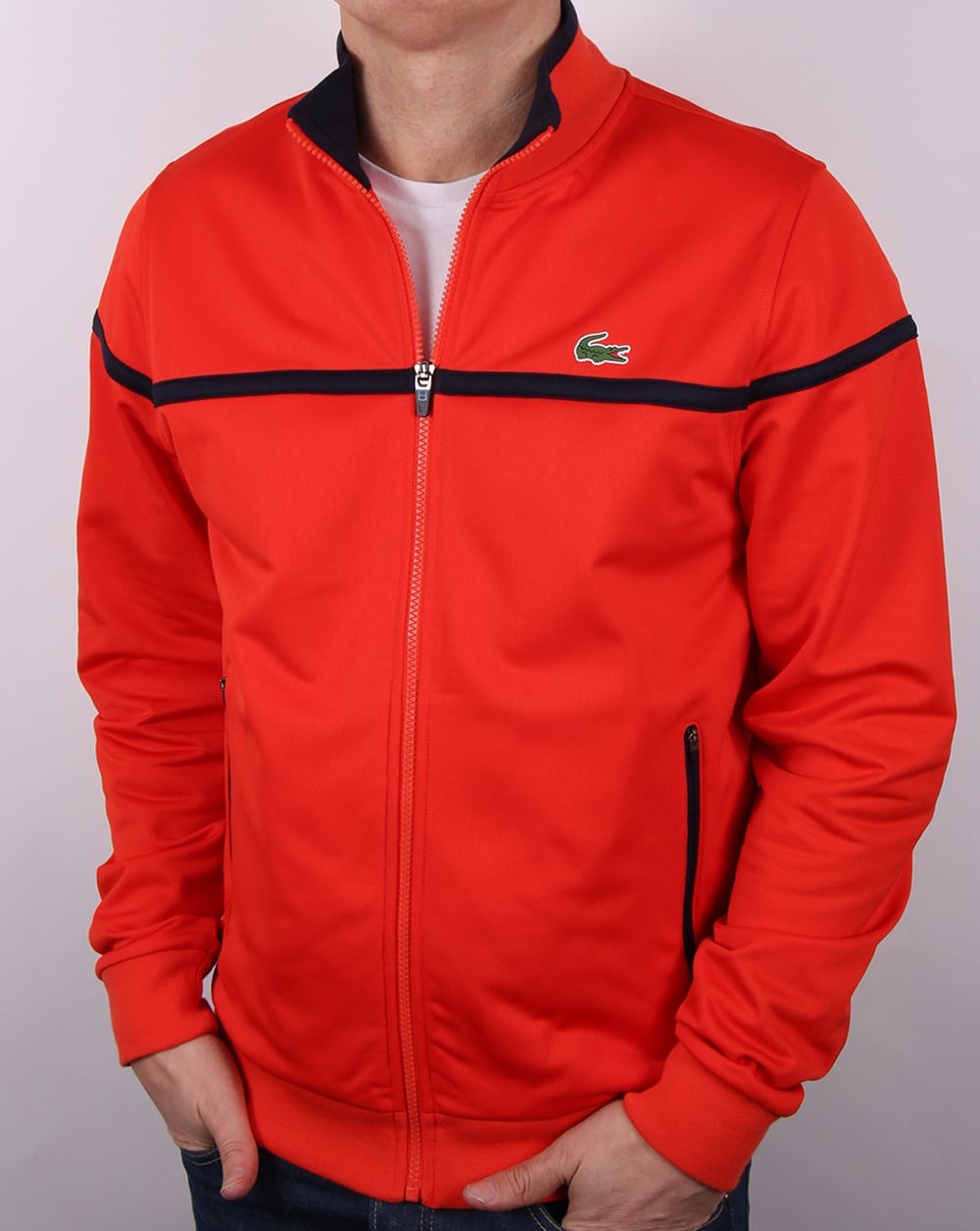 Lacoste Fine Stripe Track Top Etna Red/navy