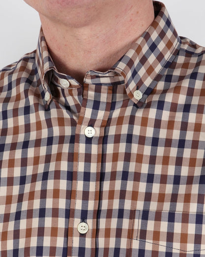 Aquascutum Emsworth Check Short Sleeve Shirt Vicuna