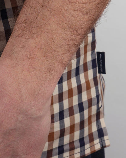 Aquascutum Emsworth Check Short Sleeve Shirt Vicuna