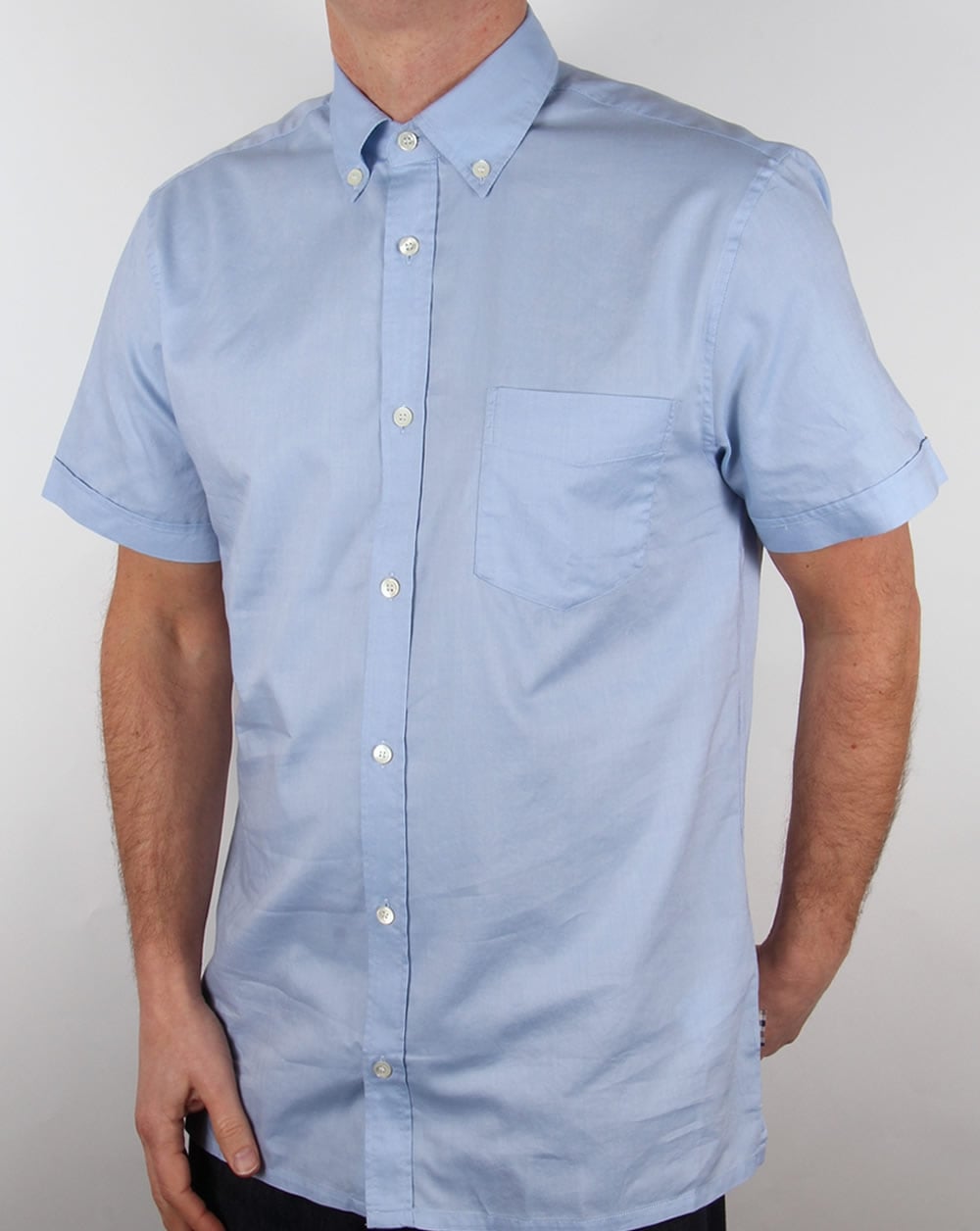 Aquascutum Ashford Oxford Short Sleeve Shirt Sky Blue