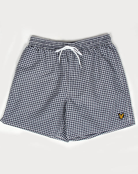Lyle And Scott Gingham Swim Shorts Navy