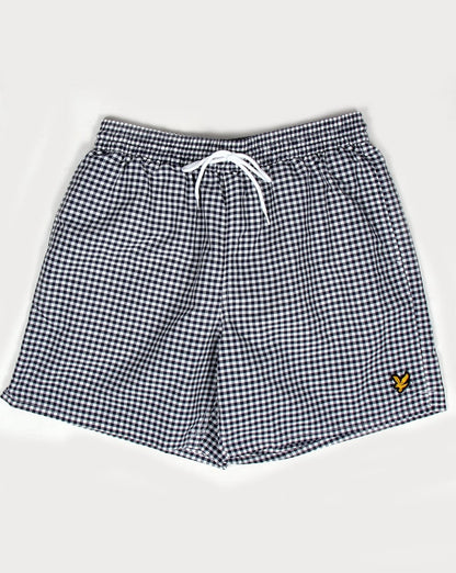 Lyle And Scott Gingham Swim Shorts Navy