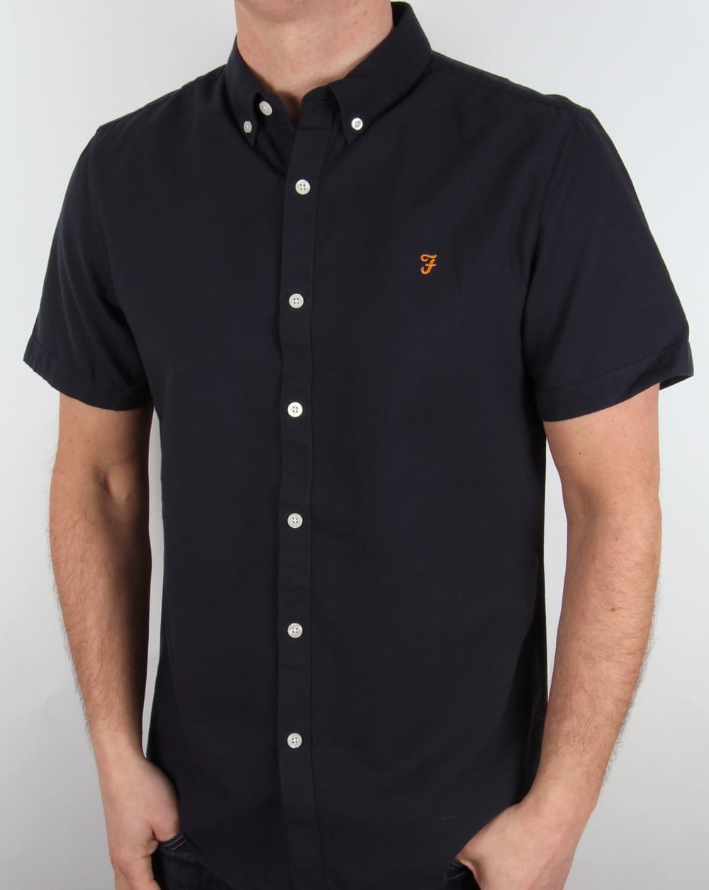 Farah Brewer Short Sleeve Shirt Navy