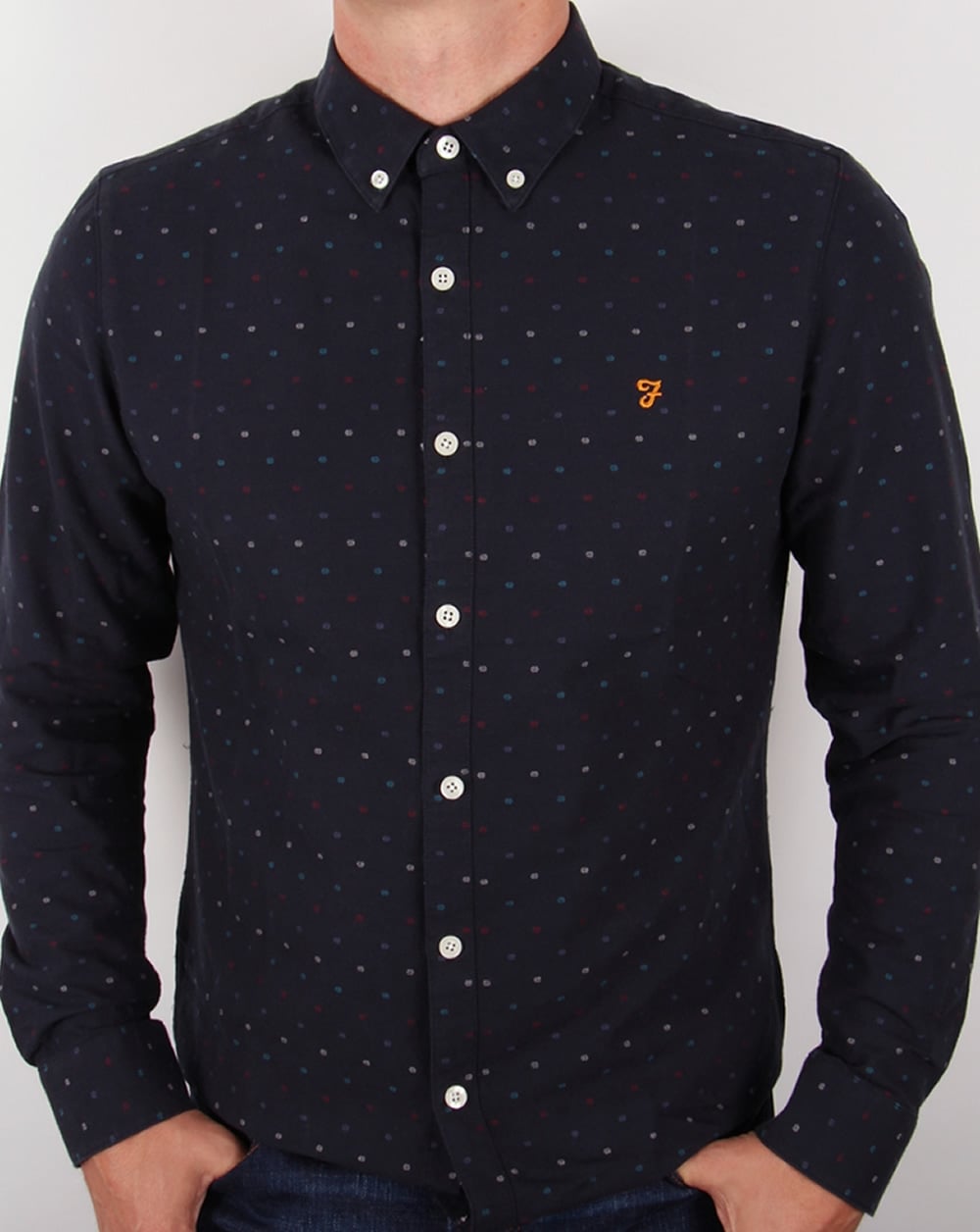 Farah Garfield Slim Fit Shirt Navy Blue