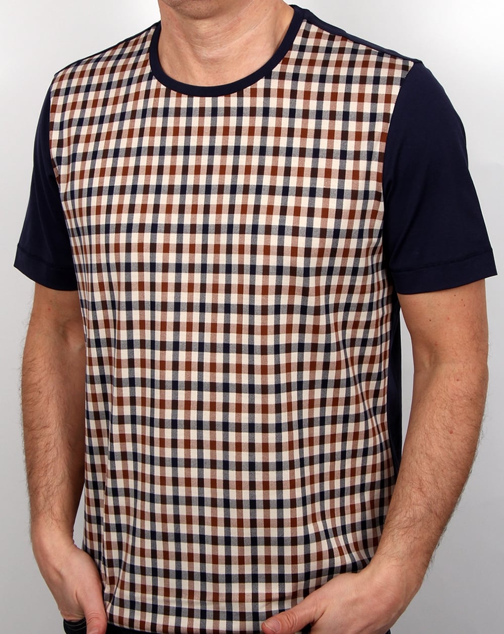 Aquascutum Thornton Club Check T Shirt Vicuna