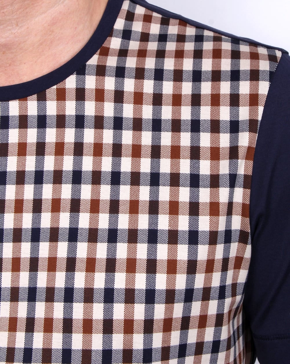 Aquascutum Thornton Club Check T Shirt Vicuna