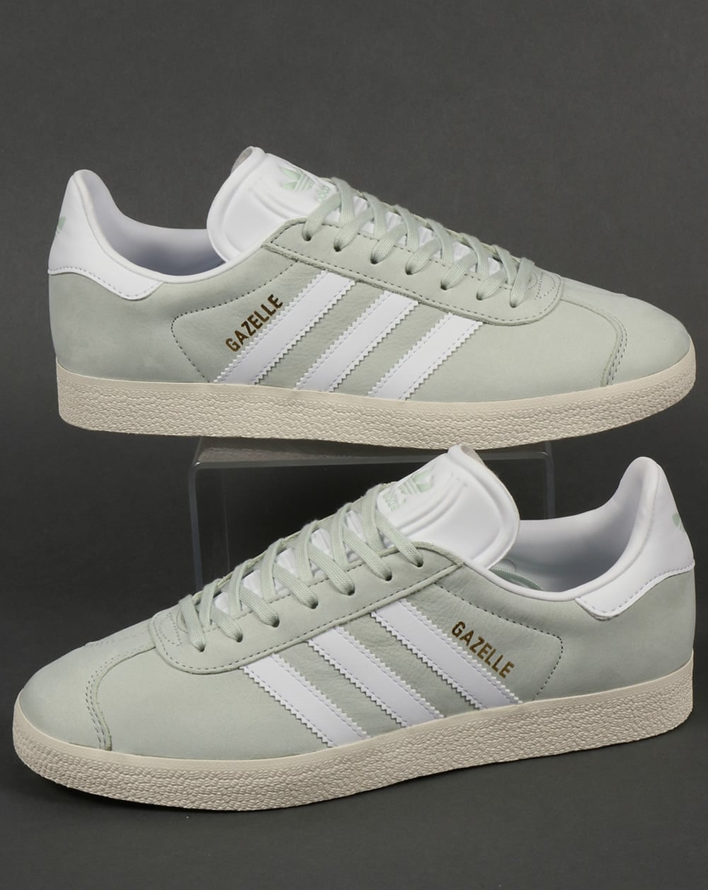 Adidas Gazelle Leather Trainers Linen Green/White