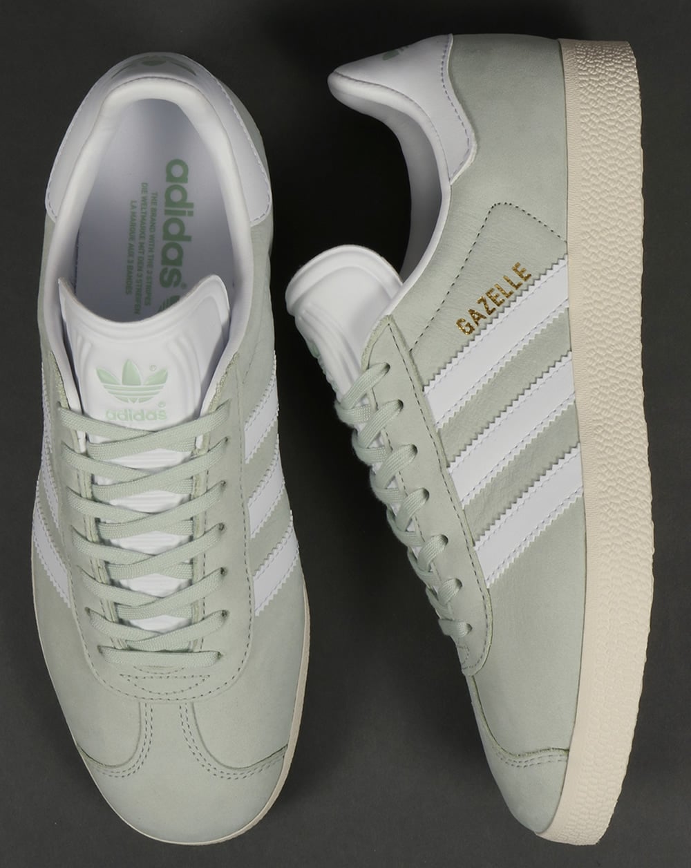 Adidas Gazelle Leather Trainers Linen Green/White